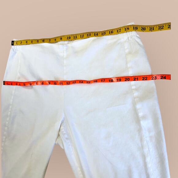 J.Jill Linen Stretch Cropped Lounge Pants Pullon Straight Leg Slit Hem XL White - Picture 10 of 14
